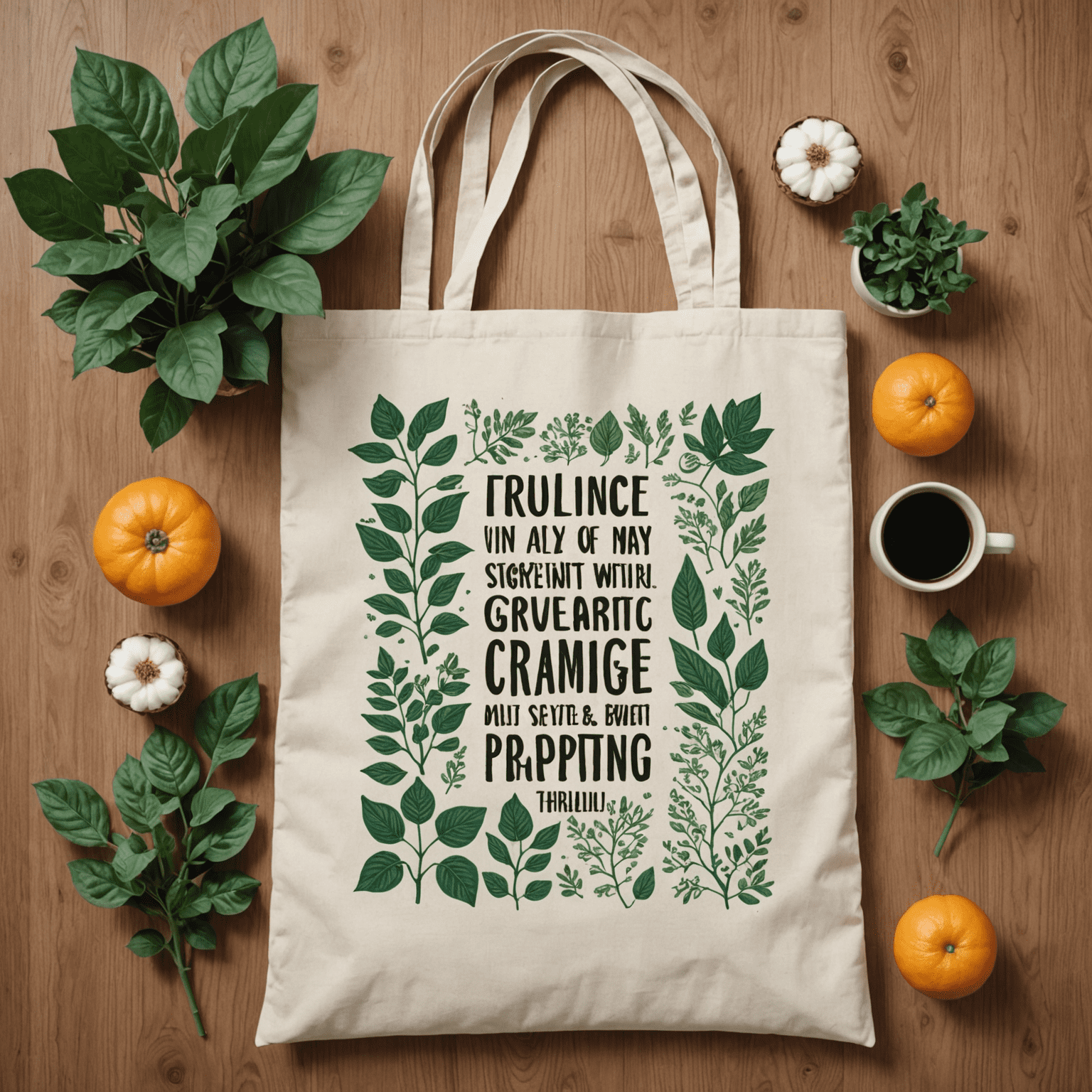 A collection of organic cotton tote bags with various eco-friendly slogans and designs